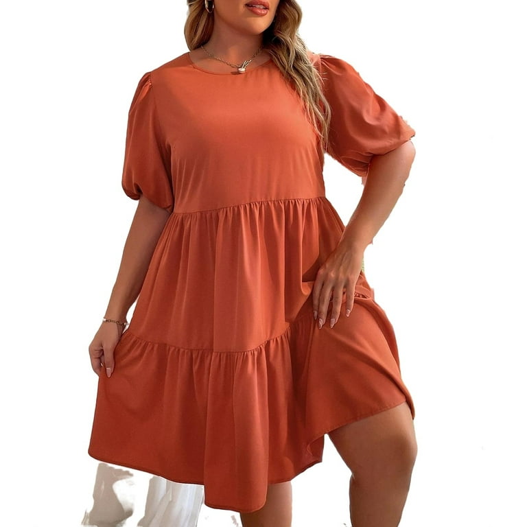 Burnt orange plus size dress hot sale
