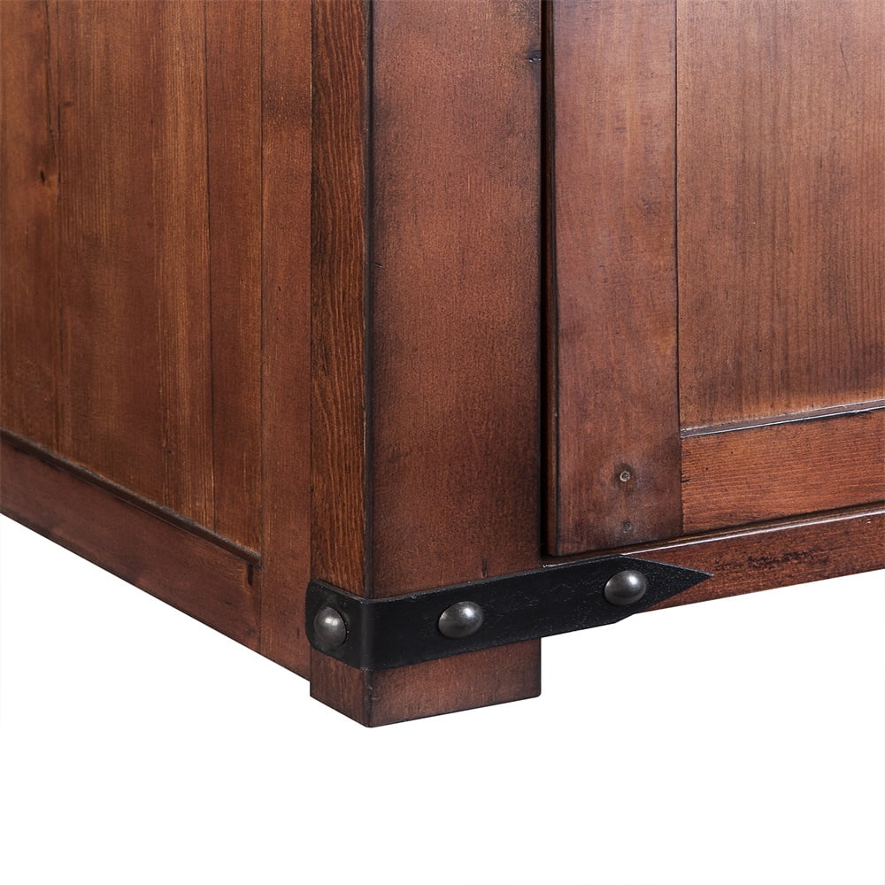Private Jungle Modern Farmhouse Coffee Table, Rectangular Cocktail Table, Side End Table With Storage Shelf and Sliding Barn Doors