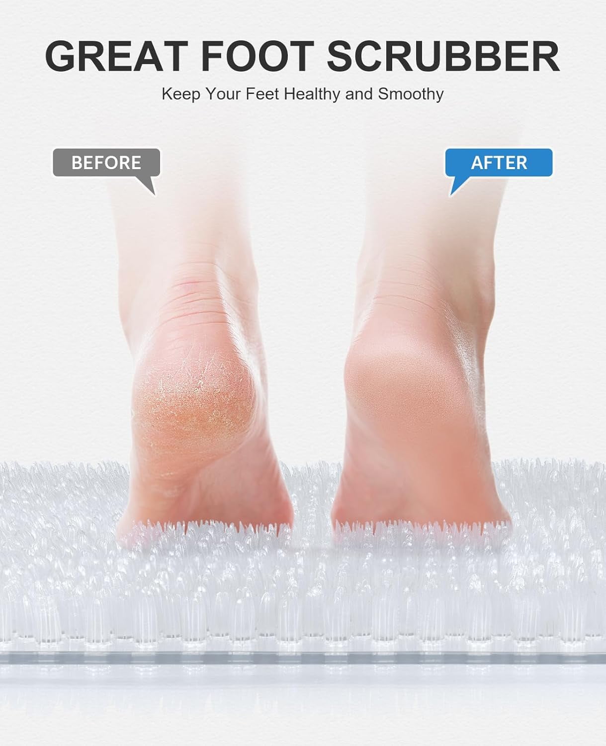OTHWAY Non Slip Grassy Bathtub Mat :27.5X15.7 inches Spa Foot Massage Bathroom Rug,Quick Drain Shower Floor Mat for Elderly Pregnancy & Families(Clear)