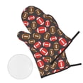 thumbnail image 2 of Oven Mitts and Pot Holders 4 Piece, red brown American football High Heat Slip Resistant Oven Mitt and Trivets Set Kitchen Oven Glove Pot Holders for Cooking Baking Grilling, 2 of 7