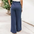 thumbnail image 6 of Lixiuxyad Baggy Wide Leg Pants Wide Leg Pants For Women High Waisted Tied Belt Palazzo Pants Baggy Flowy Summer Casual Beach Pants With Pockets Blue, 6 of 6