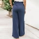 thumbnail image 5 of Gibobby pantalones anchos mujer Pantalones de pierna ancha para mujer Pantalones palazzo de talle con cinturón Pantalones de playa casuales de verano fluidos y holgados con bolsillos (Azul, L), 5 of 5