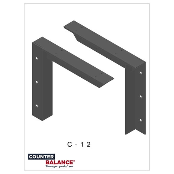 Concealed Bracket - Hidden Countertop Support (12, Black)