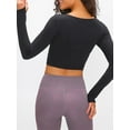 thumbnail image 5 of Women Cropped Workout Tops Cutout Thumb Hole Padded Long Sleeve Yoga Athletic Shirt Gym Activewear, 5 of 7