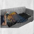 thumbnail image 5 of Rainforest Soft Flannel Fleece Throw Blanket, Rainforest Sunrise on Ocean Seaside Hills Tropical Plants Leaves Print, Cozy Plush for Indoor and Outdoor Use, 50" x 60", Green Blue Orange, by Ambesonne, 5 of 5