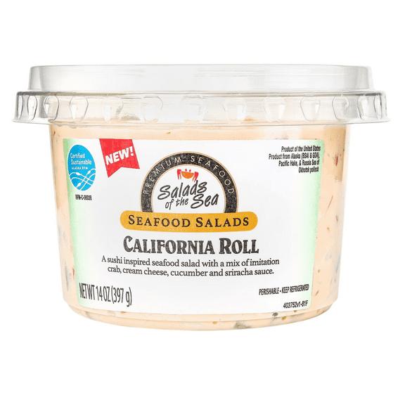 Salads of the Sea California Roll Salad, Regular 14 oz Plastic Tub, Refrigerated