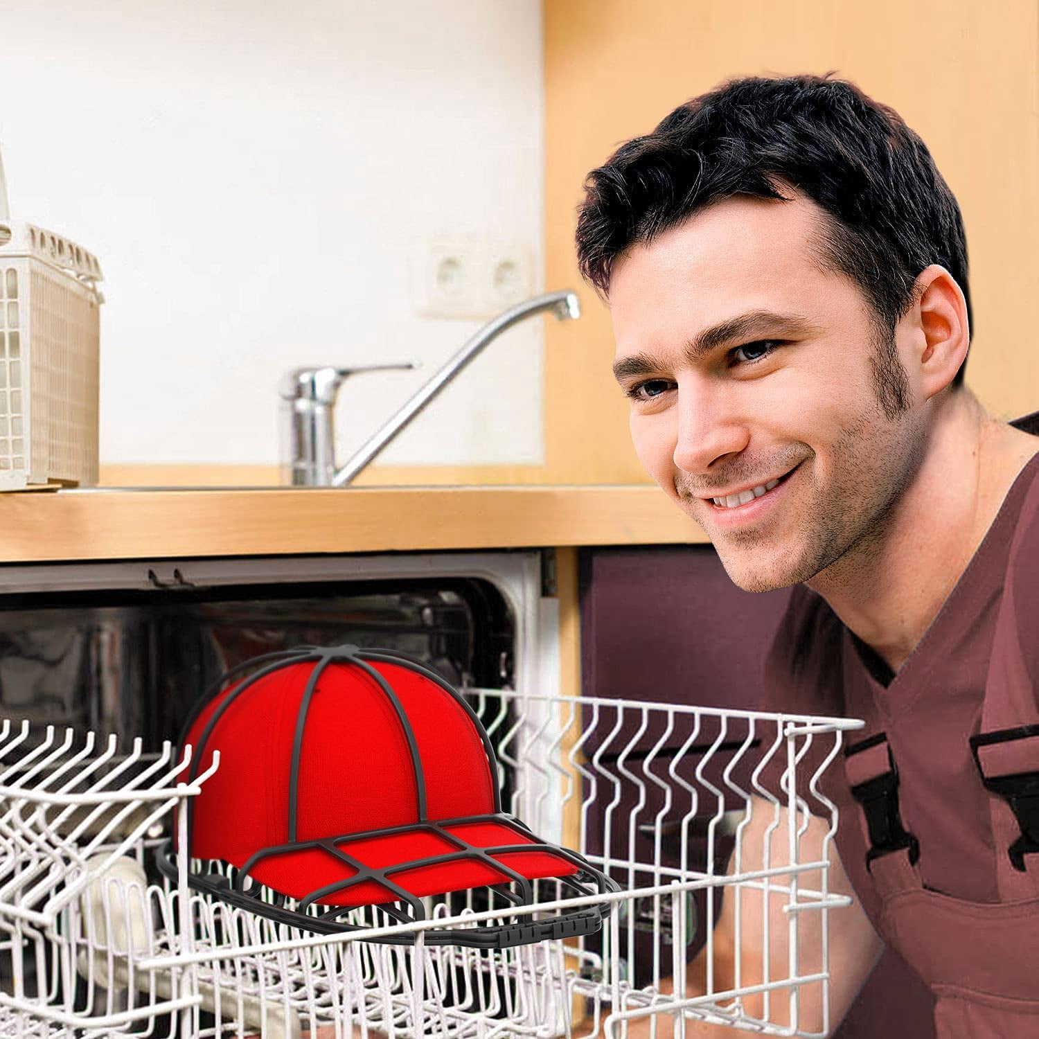 2-Pack Hat Washer Cage with Mesh Bag, Baseball Cap Washers, Baseball Hat Cleaner/Cleaning Protector,Ball Cap Washing Frame Cage Hat Washing Holder for Washing Machine