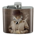 thumbnail image 1 of Tiger in Hat and Suit Smoking Pipe Stainless Steel 5oz Hip Drink Kidney Flask, 1 of 4