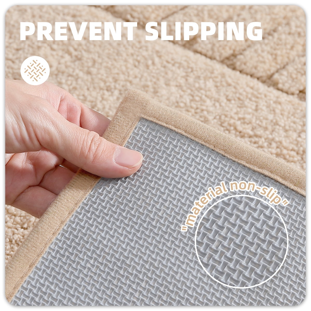 PABUBE Bathroom Rugs 24"x36", Absorbent Bath Mats Rugs for Bathroom Floor Non Slip Non Skid, Soft Shag Microfiber Machine Washable Shower Bath Mat for Bathroom Decor, Khaki