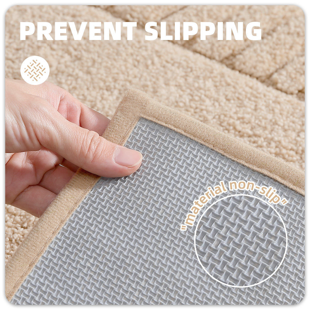 PABUBE Modern Khaki Bath Rug Mat, 16"x24" photo 6