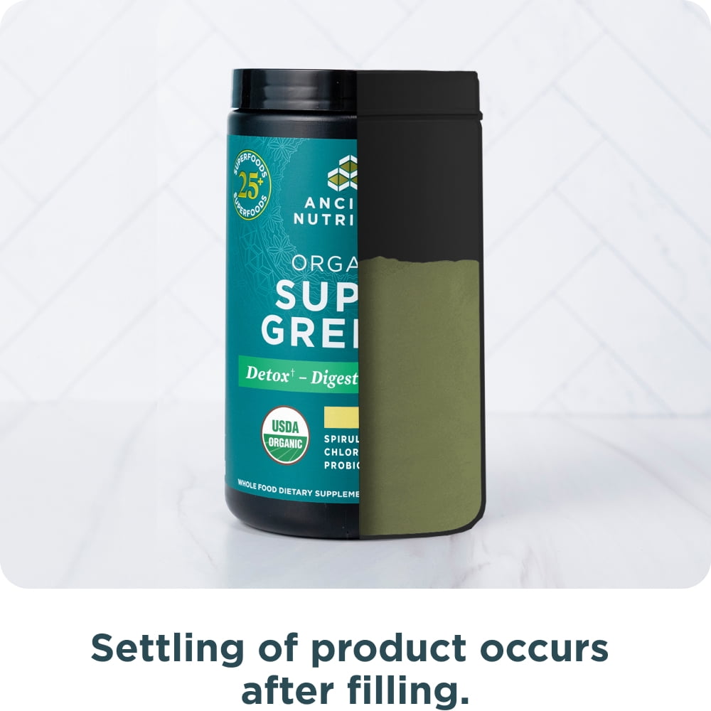 Ancient Nutrition SuperGreens Powder with Probiotics, Organic Mango Flavor Greens, Made from Real Fruits, Vegetables and Herbs, Digestive and Energy Support, 25 Servings, 6.8oz