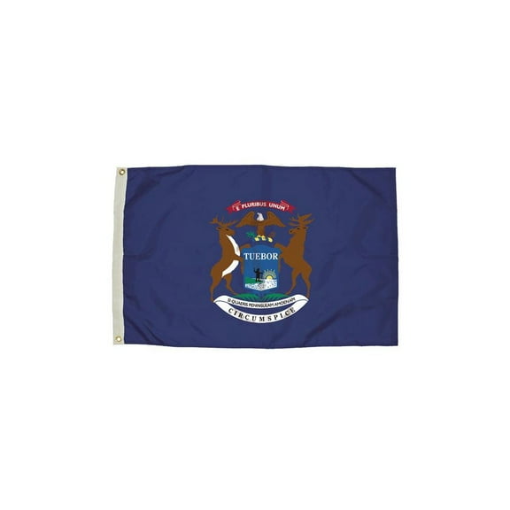 FlagZone Durawavez Nylon Outdoor Flag with Heading and Grommets, Michigan, 3ft x 5ft