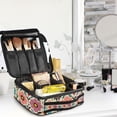 thumbnail image 5 of FORMRS Travel Makeup Bag Large Capacity Train Case Cosmetic Organizer with Adjustable Dividers, Colorful Flowers, 5 of 8