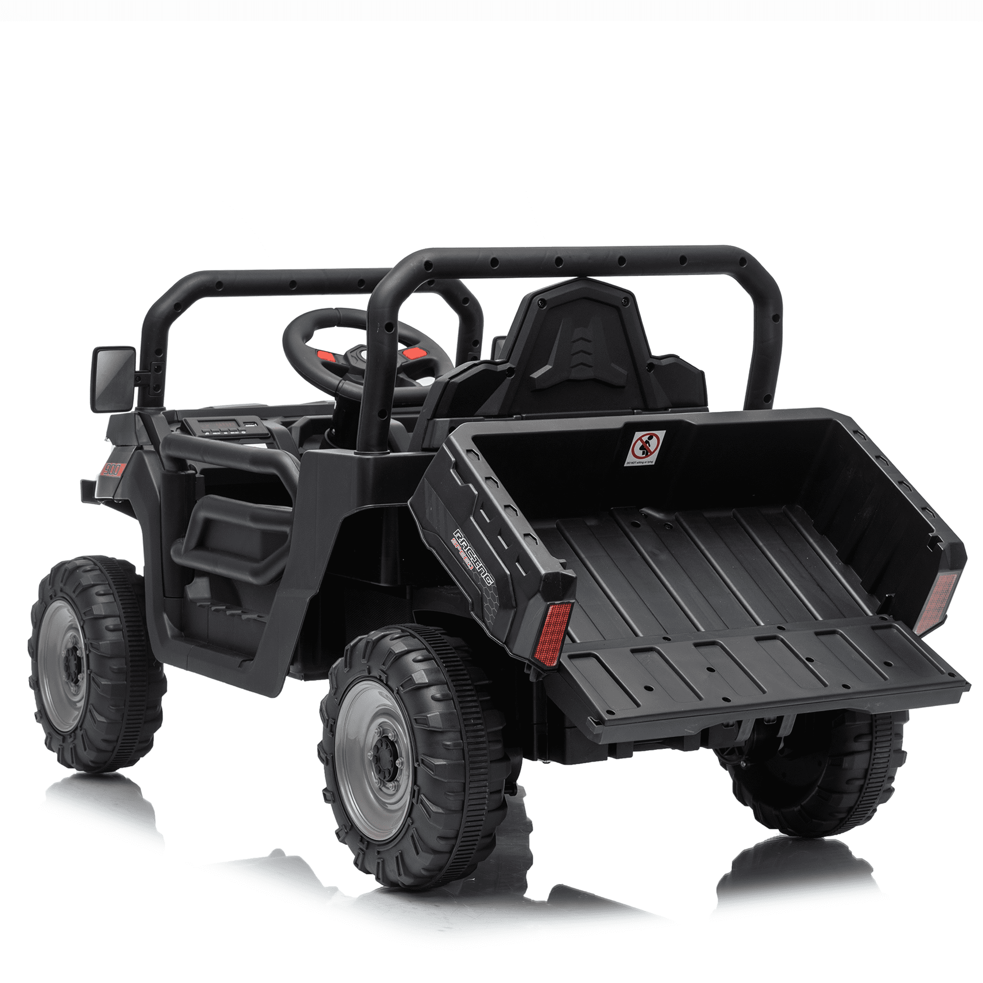 Joyracer 12V Ride on Toys with Remote Control, Power Car Wheels for Ages 2-5 with Shovel, Bluetooth Music, Spring Suspension, LED Lights, Black