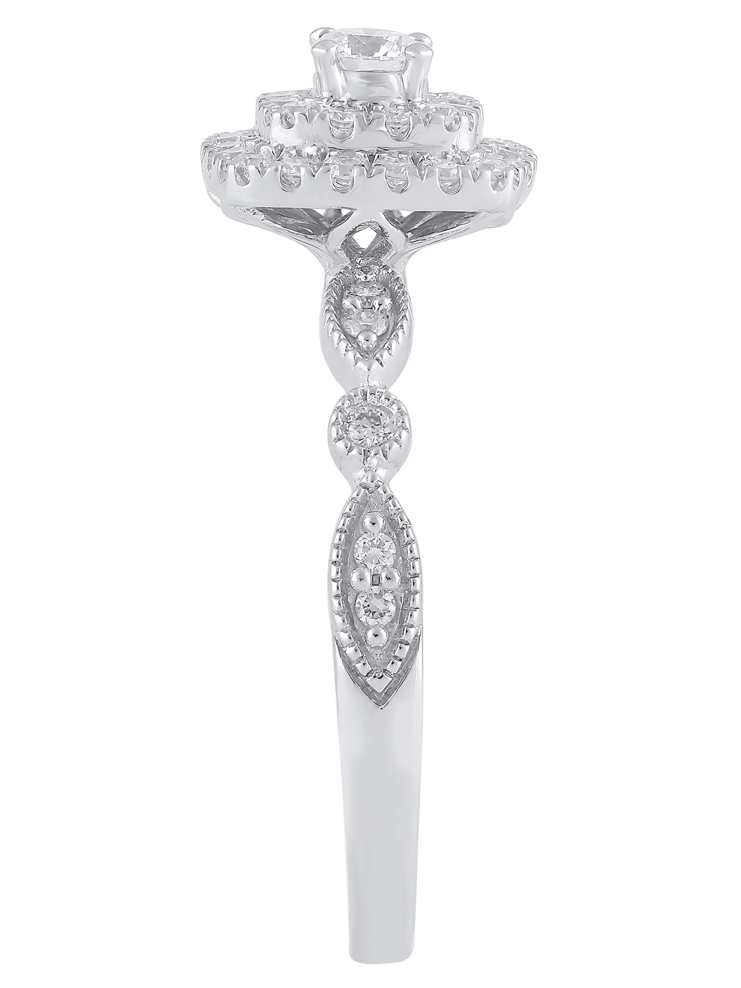 Brilliance Fine Jewelry Lab Grown Diamond Cushion Frame Engagement Women Ring 1/2 ct Sterling Silver
