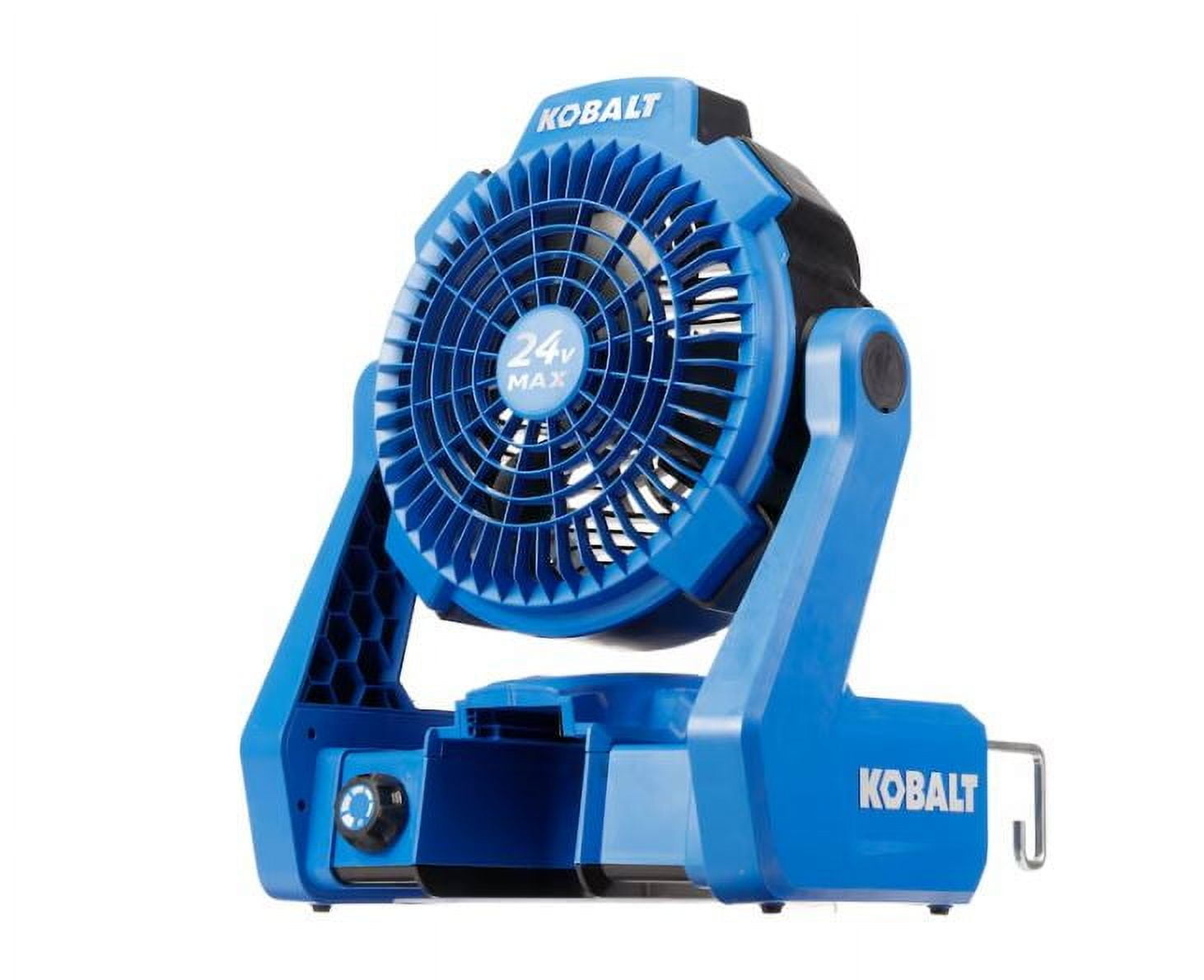 Kobalt 7-in 24-Volt 5-Speed High Velocity Indoor/Outdoor Blue Personal Fan (Battery and Charger Not Included)