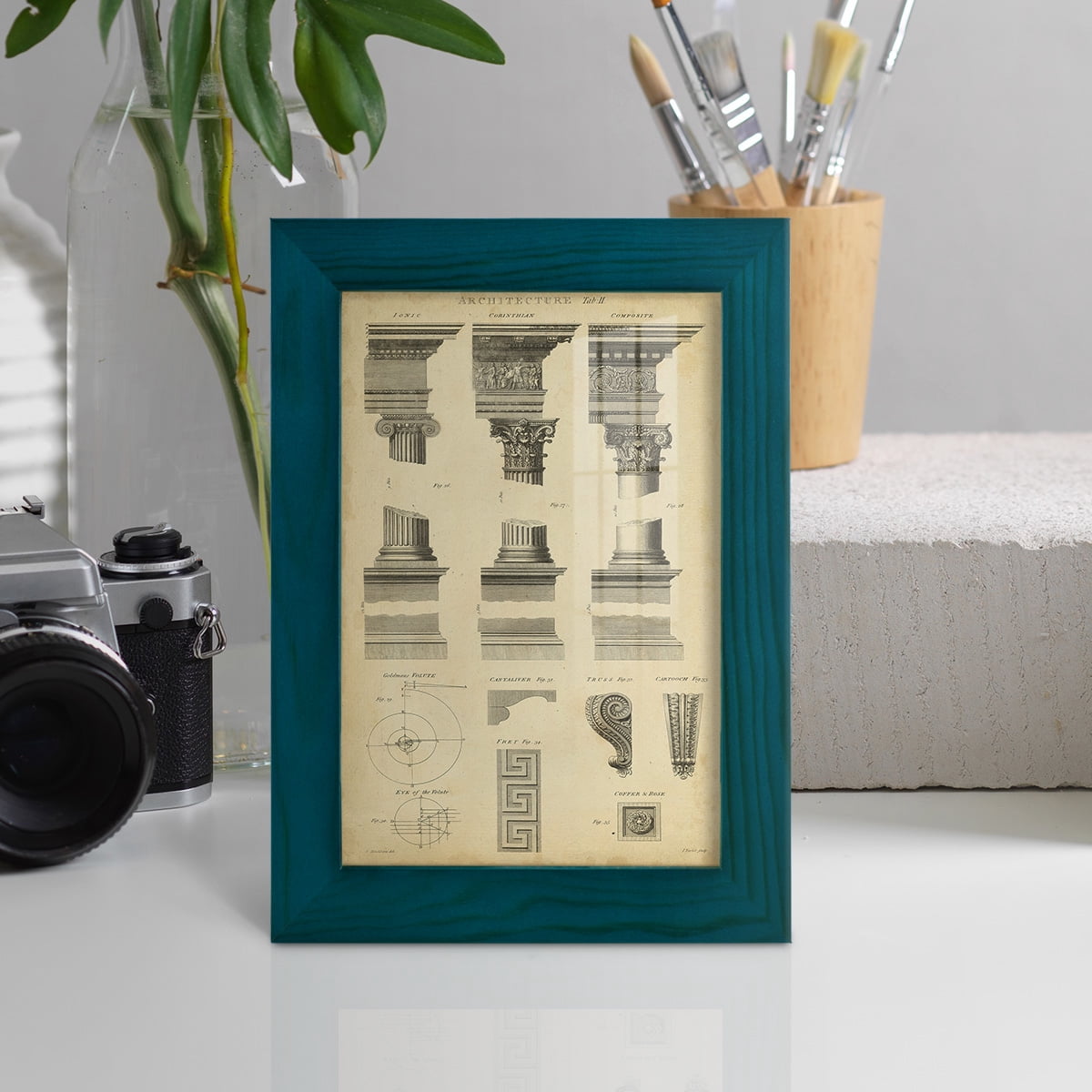 Encyclopediae III -Framed Print w/glass-Ocean Blue