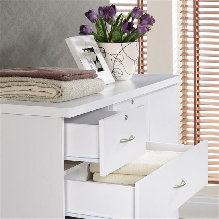 Hodedah Tall Bedroom Dresser, 7-Drawer Chest with Locks, 1