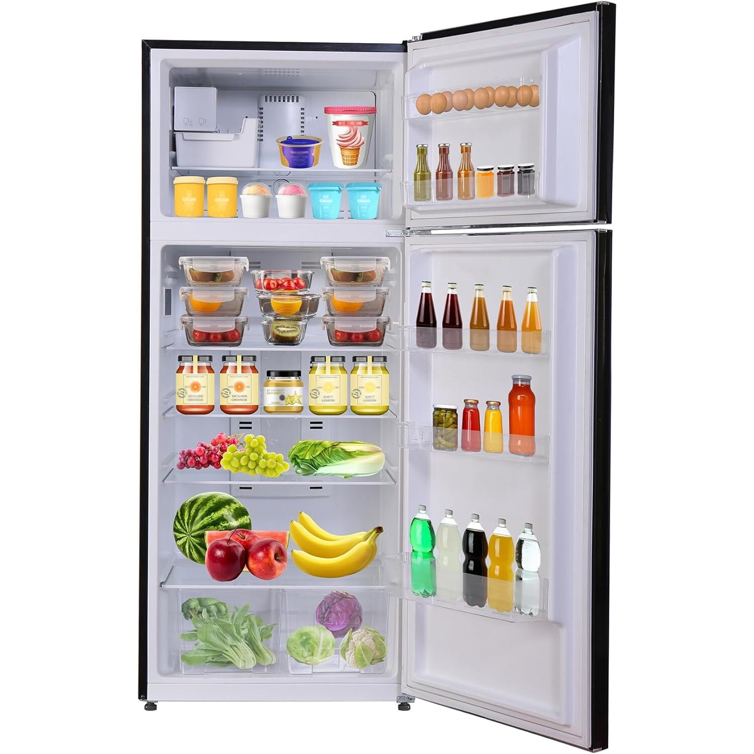 Equator Advanced Appliances Retro Refrigerator 18 cu ft w/ Ice Maker - Vintage Top Mount Fridge 110V, Bisque