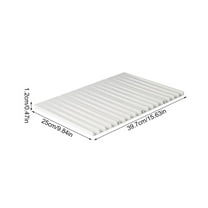 Silicone Kitchen Drying Mat | Foldable Drainer Rack | Multi-Use Dish Draining Pad for Countertop | Non-Slip Odorless | Easy-Clean | Hangable Roll-Up Design | 15.6x9.8 in | White | 1 Piece