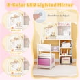 thumbnail image 5 of Kids Vanity Set with LED-Lit Mirror, Kids Table and Chairs with 5 Makeup Accessories, 2-in-1 Toddler Girls Vanity with Writing Table, White, 5 of 10