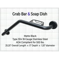 thumbnail image 2 of Shower Grab Bar & Soap Dish - Stand Assist for Elderly Handicap / Bathtub Safety Handrail / 304 Stainless Steel / Left / Matte Black / 24" x 16", 2 of 7