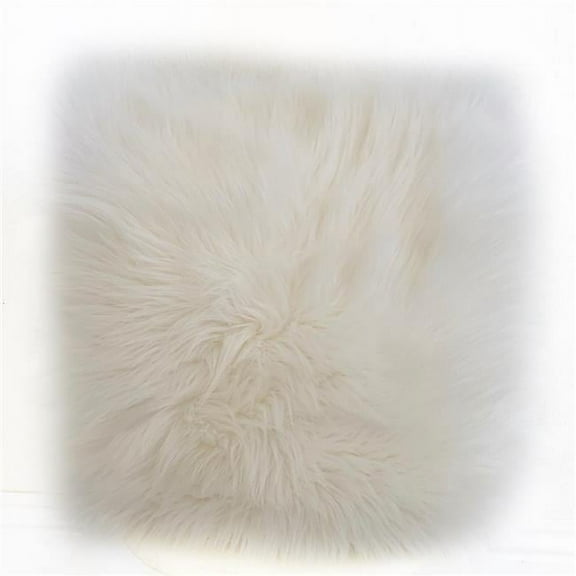 Off White Mongolian Fur Off White Animal Faux Fur Luxury Throw Pillow - 18 x 18 in.