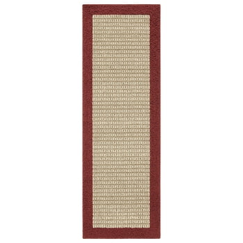 Mainstays Traditional Faux Sisal Border Red Runner Rug, 1'9"x5'