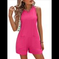 thumbnail image 1 of Cortos Informales para Mujer, de Verano Sin Mangas, Pantalones Cortos Informales con Bolsillos. Rosa Roja S, 1 of 7