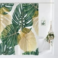 thumbnail image 3 of Tropical Shower Curtain for Bathroom Green Gold Palm Leaves Plants Pattern Botanical Bath Curtains Waterproof Fabric with Hooks for Home Decor, 72Wx84H, 3 of 6