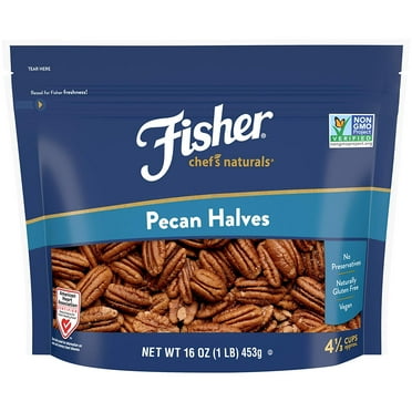 Fisher Chef's Naturals Gluten Free, No Preservatives, Non-GMO Pecan Halves, 16 oz Bag