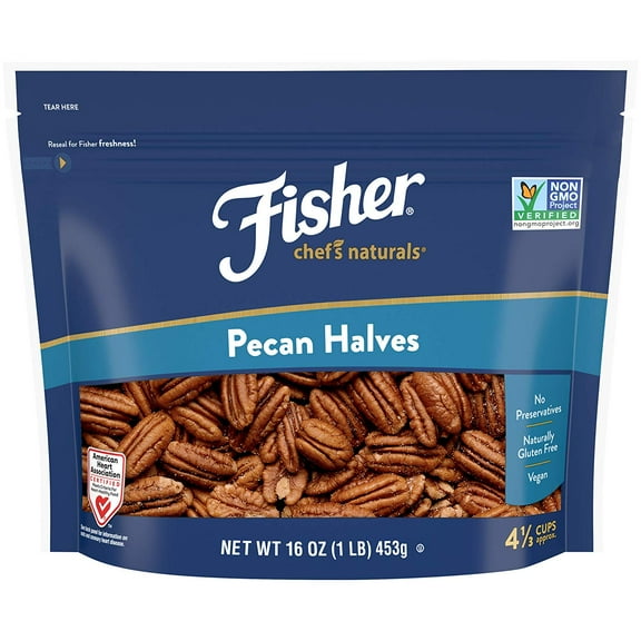 Fisher Chef's Naturals Gluten Free, No Preservatives, Non-GMO Pecan Halves, 16 oz Bag