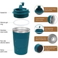 thumbnail image 4 of Tasse à Café Isolée de Tasse de Voyage de 12oz avec le Couvercle Étanche, Gobelet Réutilisable à Double Paroi d'Acier Inoxydable sous Vide pour le Café et le Thé d'Eau Chaude et Froide dans le Voyage et la Voiture (Bleu - 380ml), 4 of 6