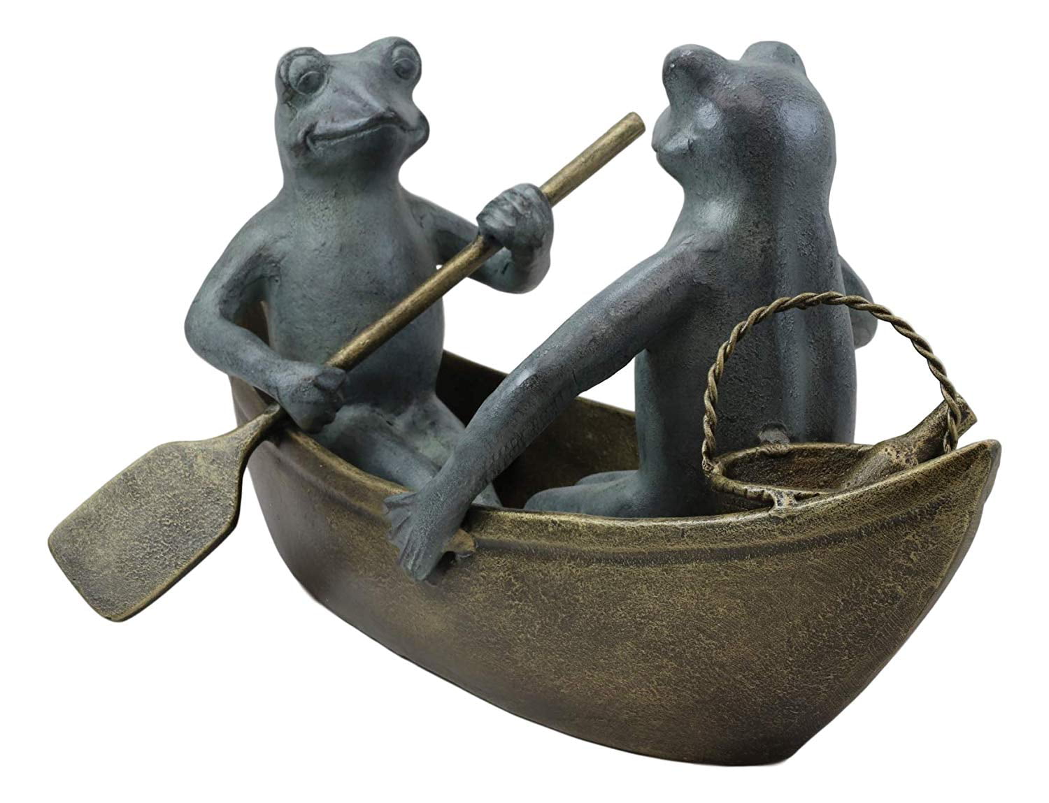 SPI Home Rowboat Picnic Frogs Wine Drinking Frog Garden Pond Sculpture Statue 