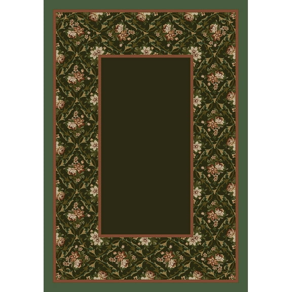 Milliken Green Solid Area Rug Bouquet Lace Olive II - Aprx 5' 4" x 7' 8"