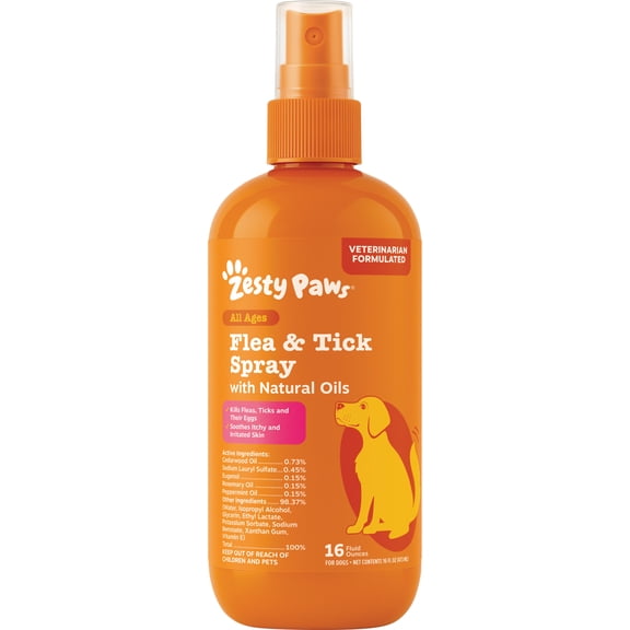 Zesty Paws Flea and Tick Spray for Dogs, 16 oz