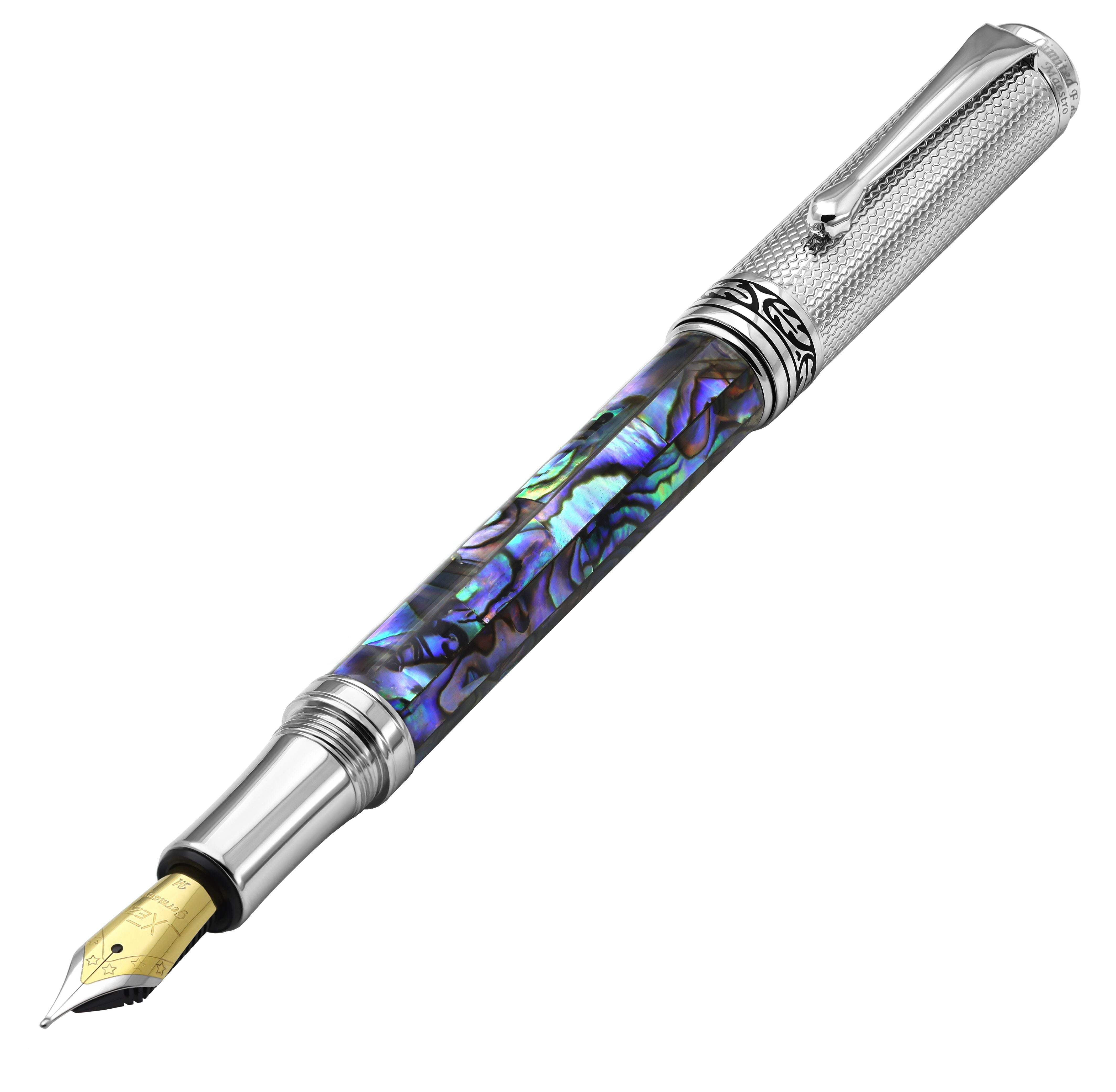 Xezo Xezo Maestro® Paua Abalone Sea Shell Fountain Pen (Medium Nib) - Chrome Plated