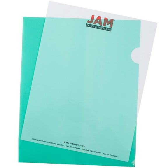 JAM Paper Plastic Sleeves, 9 x 11 1/2, Green, 600/Box