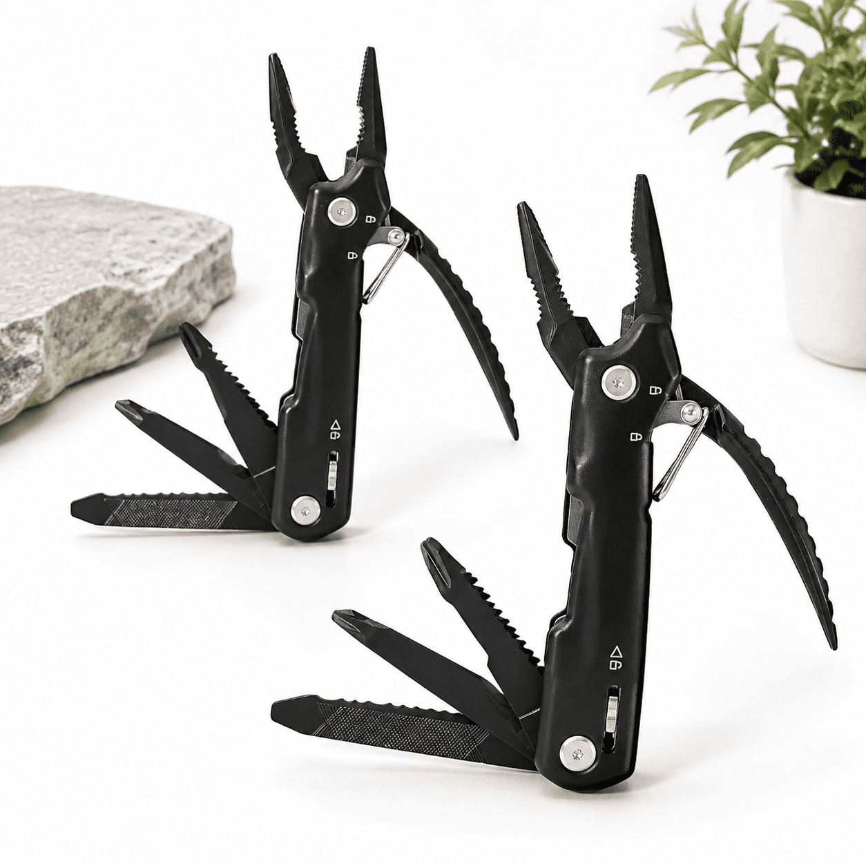 2 Count Pocket Size Plier Multitool 12-in-1 Hardened Stainless Steel Camping DIY Tool