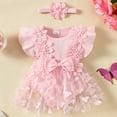 thumbnail image 2 of Curenmufel Baby Girl Bodysuit Dress Baby Girls Birthday Outfit Sqaure Neck Ruffle Sleeve Tulle Tutu Romper Dress with Bow Headband 0 3 6 9 12 18 24 Months (Pink,Size 3-6 Months), 2 of 7