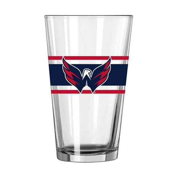 Logo Brands 830-G16P-16 Washington Capitals 16 oz Stripe Pint Glass