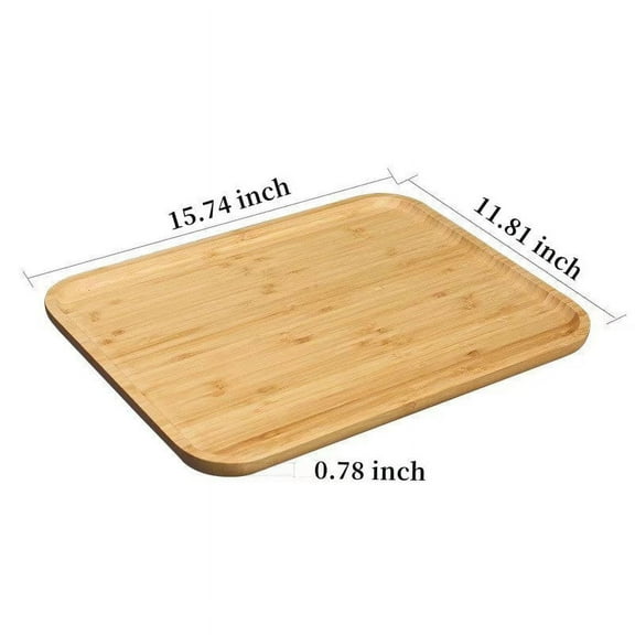Rectangular Bamboo Serving Tray for Breakfast, Parties, Weddings, Picnics 15.74 x 11.81 x 0.78 inch