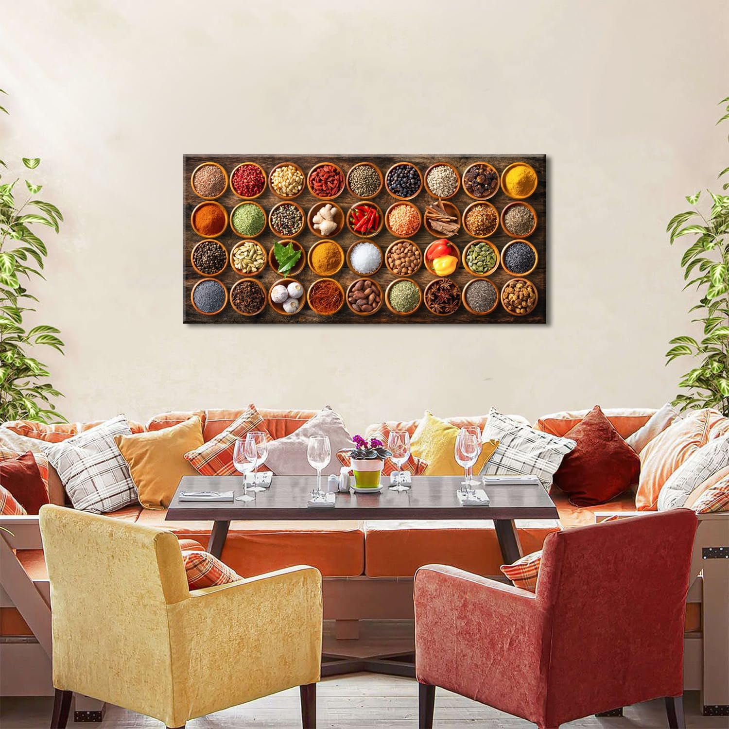 Aaheei Kitchen Pictures Wall Decor Spices Canvas Wall Art Colorful