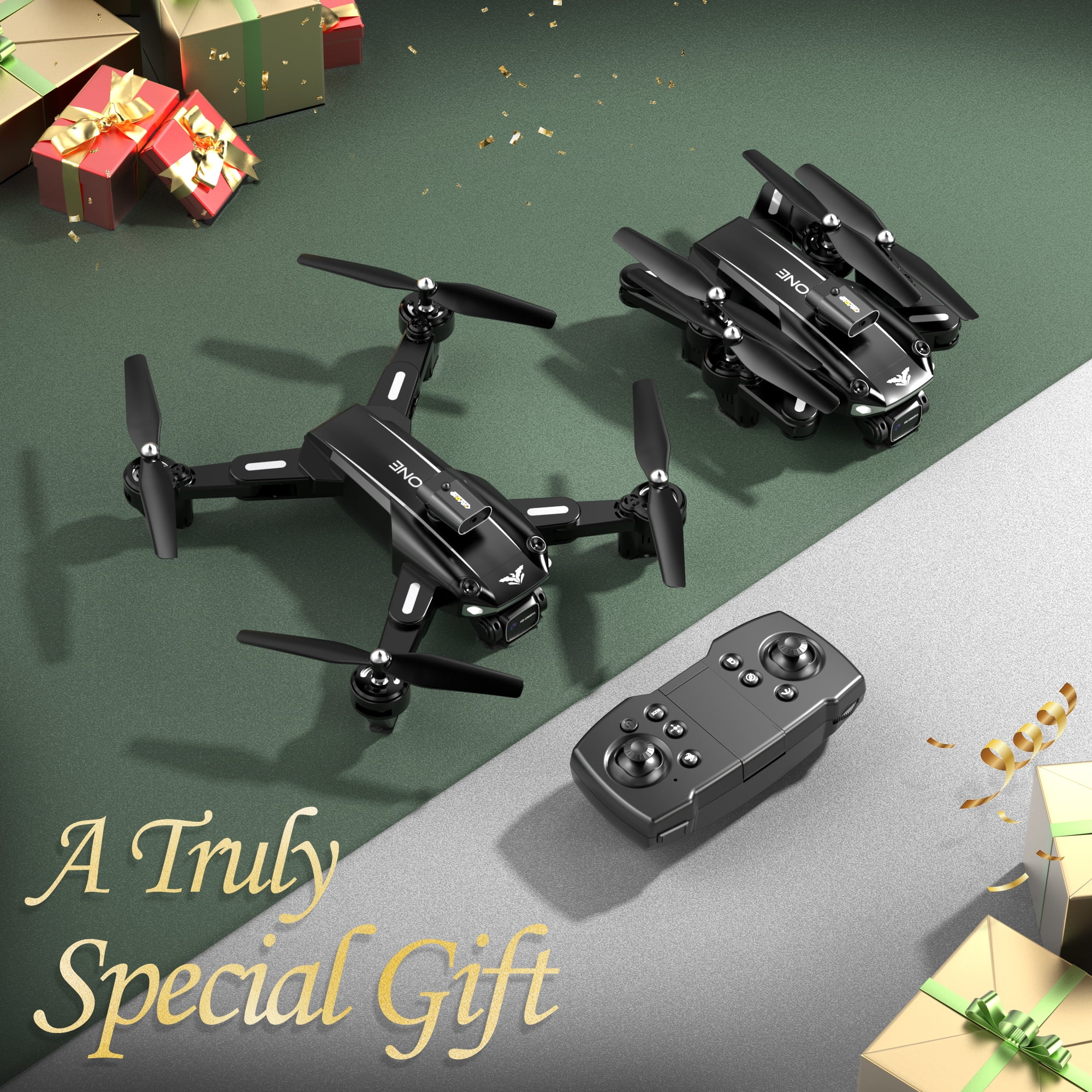 D89 RC Drone with 4K HD Dual Camera for Adults and Kids, FPV RC Quadcopter with 3 Batteries, Black