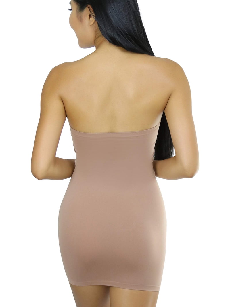 Tobeinstyle Women's Seamless Bodycon Tube Shape Dress - Medium - M/L, Size: Medium/Large Fits: 8-14, Beige Tobeinstyle Women's Seamless Bodycon Tube Shape Dress - Medium - M/L, Size: Medium/Large Fits: 8-14, Beige