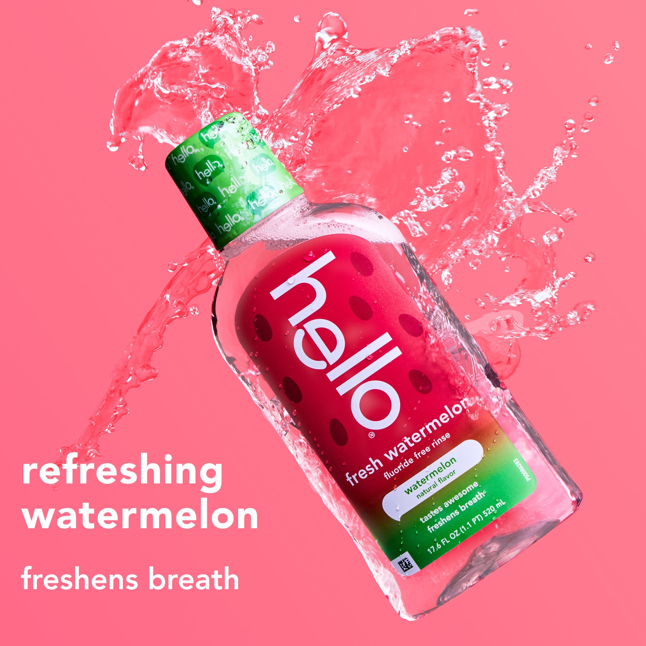 hello Fresh Watermelon Kids Mouthwash, Fluoride Free, 17.6 fl oz