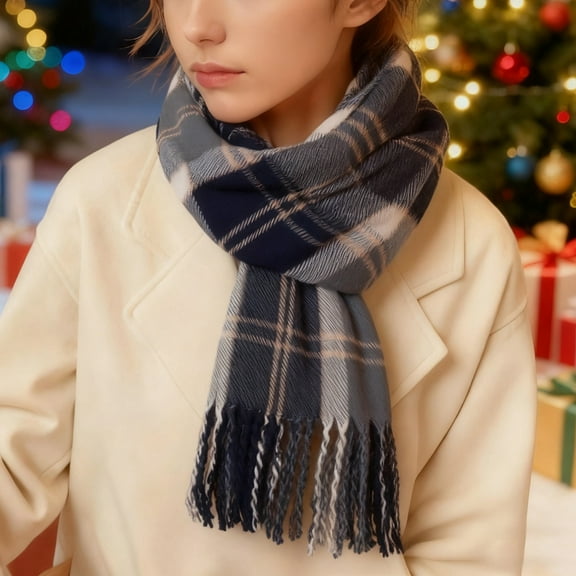 jobturf Winter Scarf for Women Fashion Long Plaid Scarves Casual Lightweight Scarfs Soft Comfy Warm Blanket Wrap Shawl for Cold Weather
