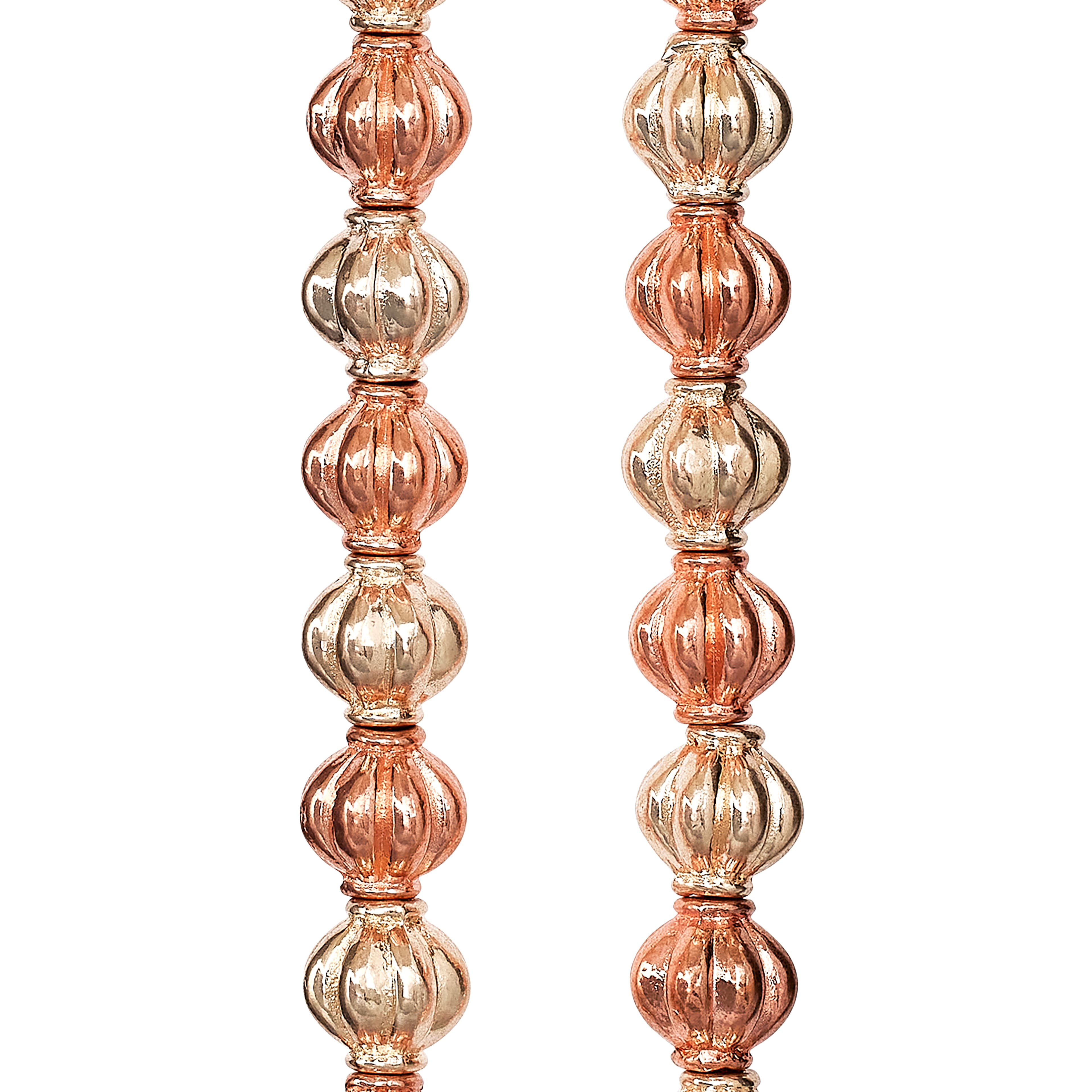Gold & Rose Gold Shiny Metal Carved Lantern Beads, 8mm by Bead Landing