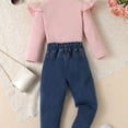 thumbnail image 4 of Sngxgn Girl's 2 Piece Rib Knit Outfits Twist Front Long Sleeve Top and Flare Pants Set(Pink,6Y), 4 of 7
