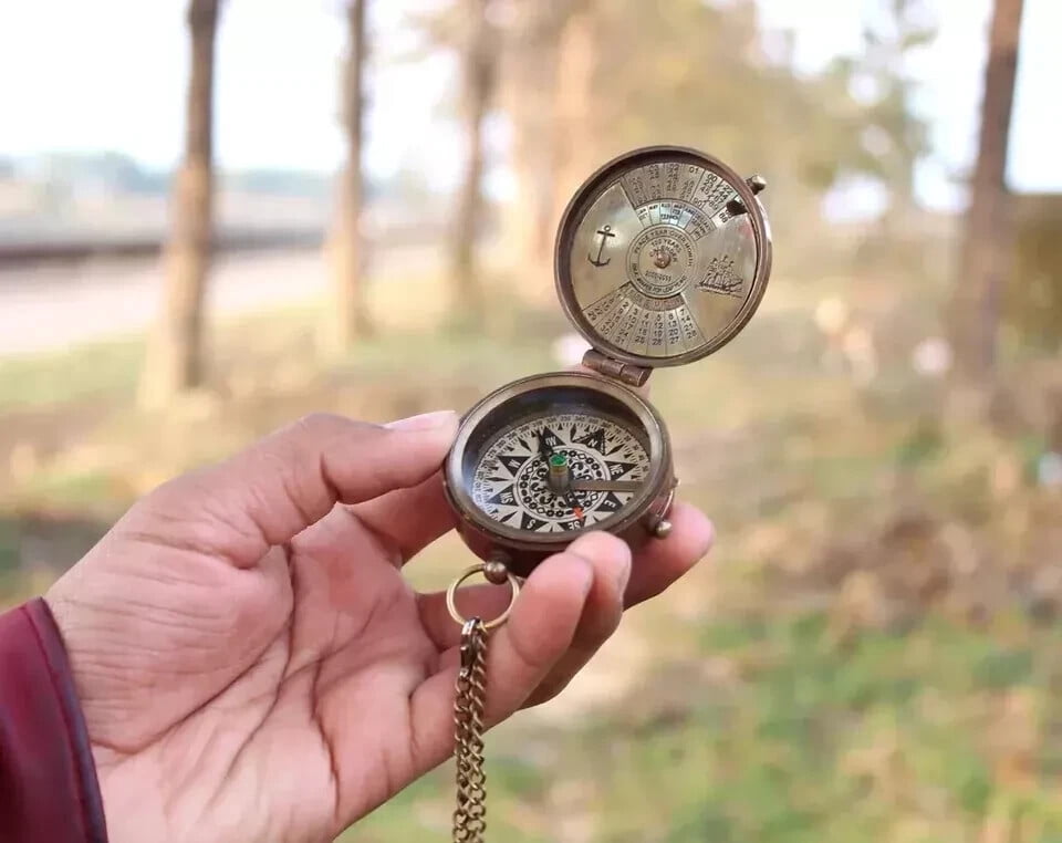 Antique Vintage Brass Pocket Compass Brass Nautical Compass Marine Compass Gift